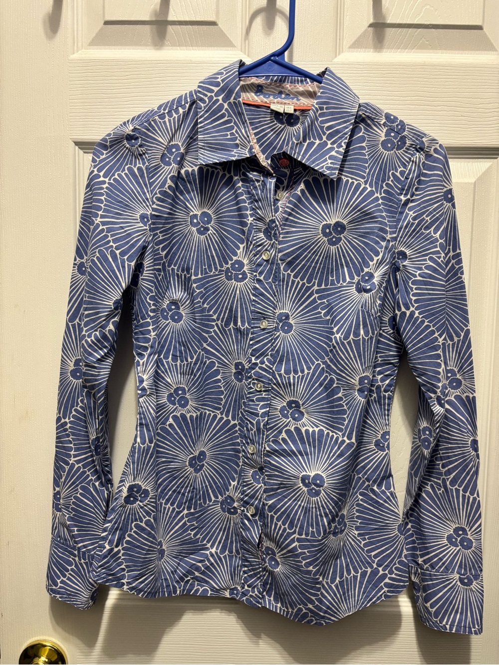 Boden Blue Floral Button-Front Shirt Jacket